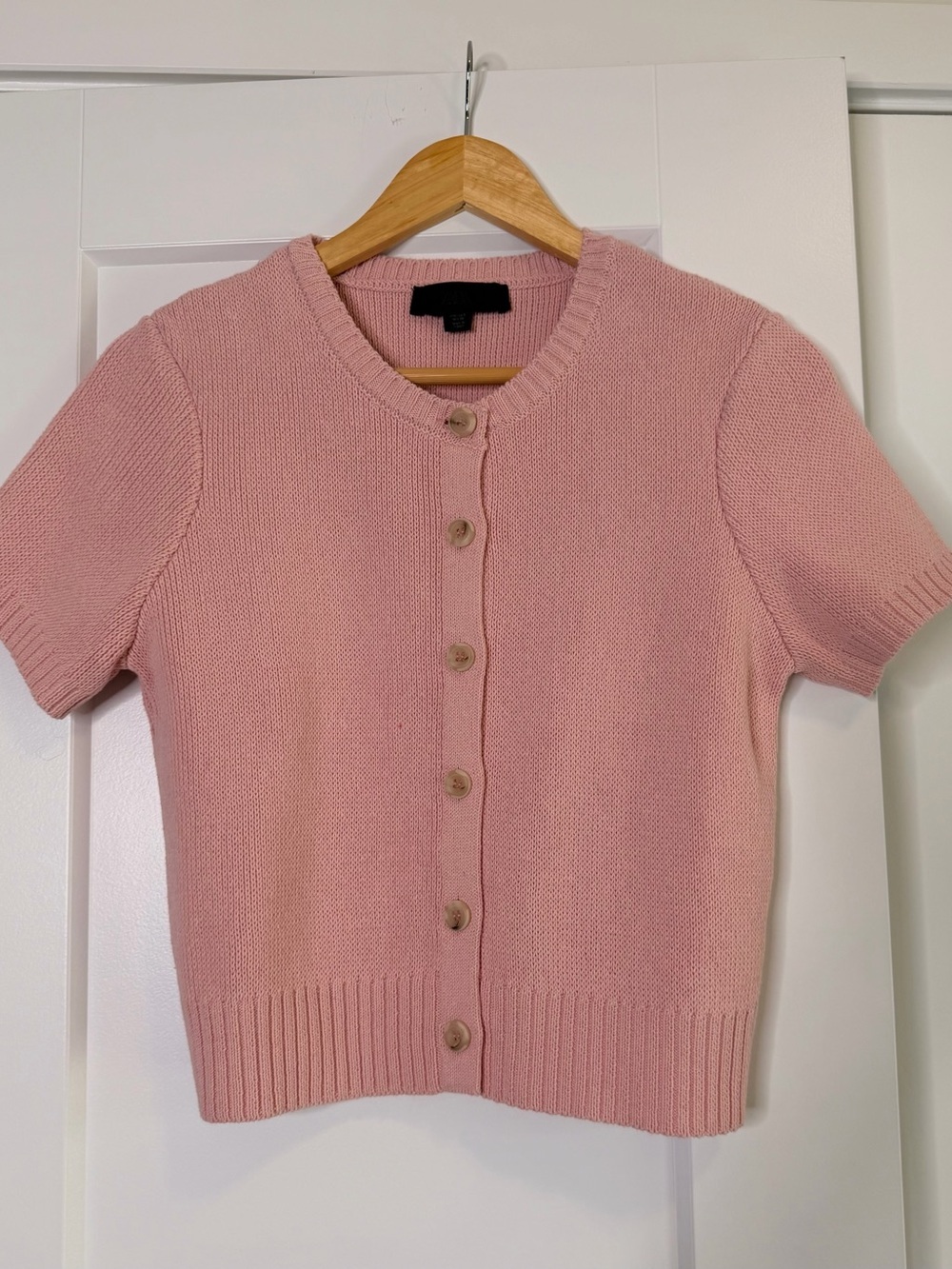 Pink Short-Sleeve Button Cardigan